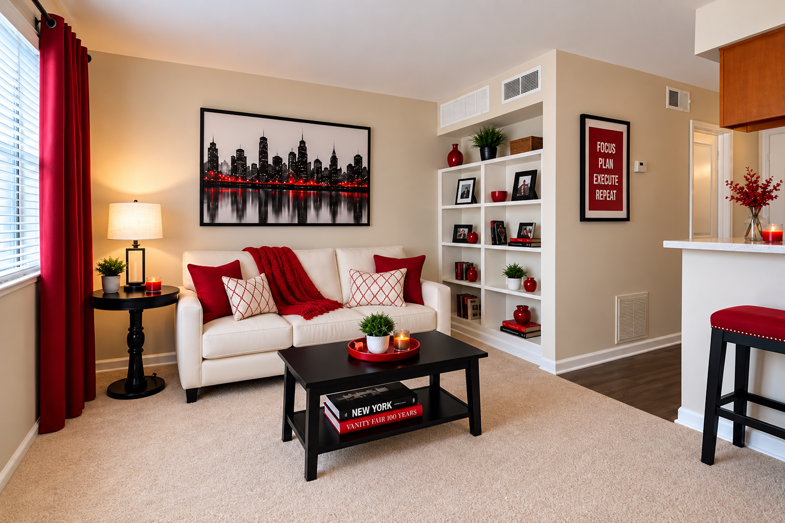 Living area with sofa and coffee table