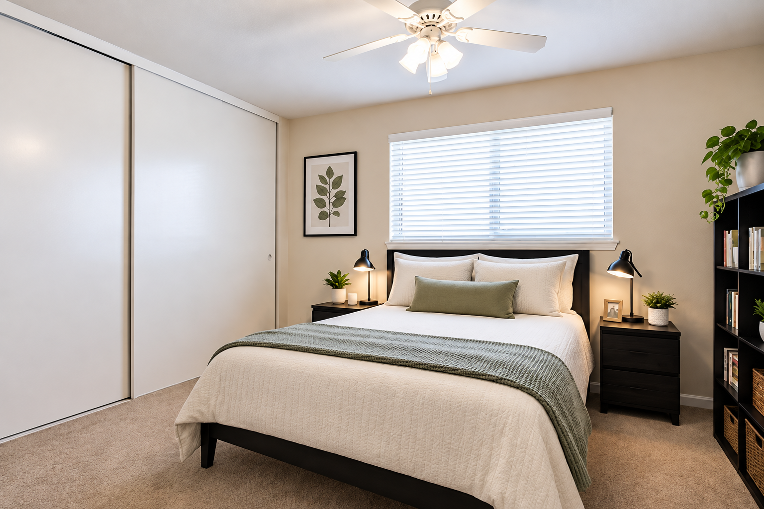 Bedroom with bed and carpet