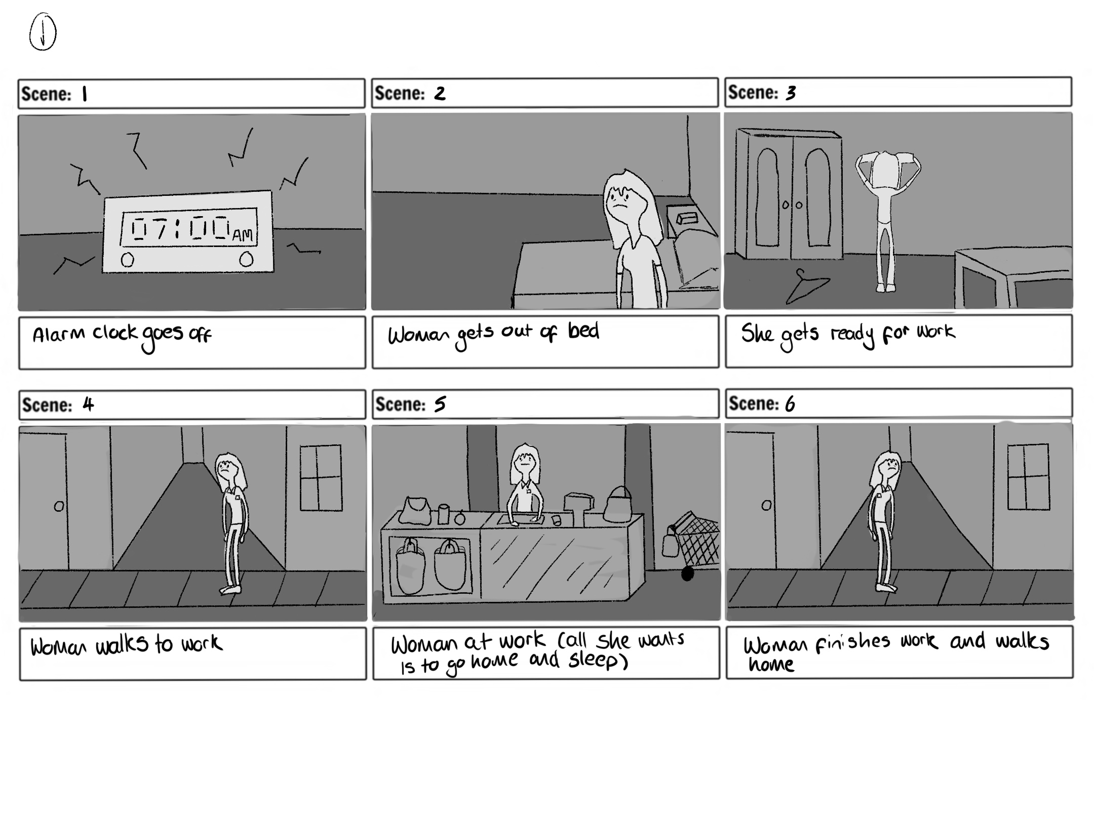 Snippet of storyboard from Cat Lady