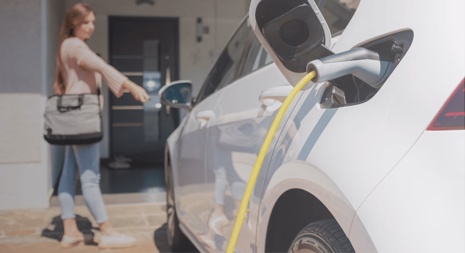 Electric vehicle connected to a home EV charger