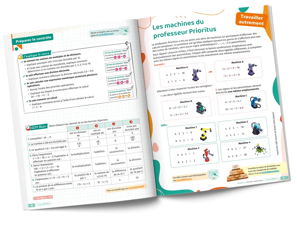 Double page "préparer le contrôle" maths 5e