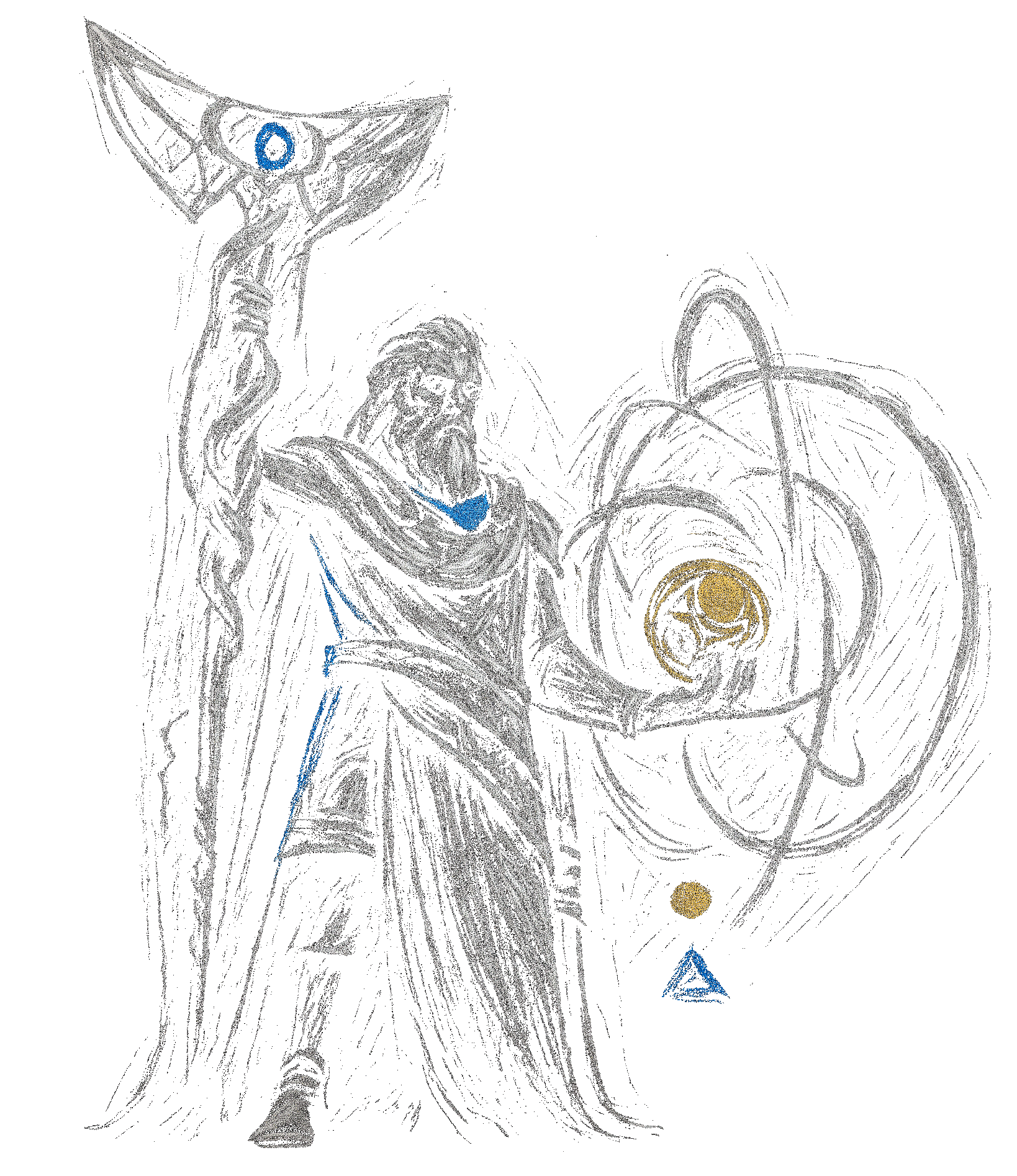 Sketch drawing of Atlantis Statue