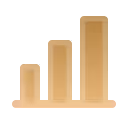 Icône de diagramme à barres croissantes dorées représentant des statistiques