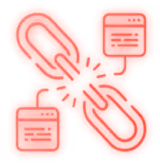 Icône illustrant un lien brisé entre deux chaînons avec des éléments d'interface de données médicales