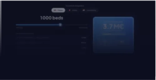 Simulateur de ROI Galeon pour un hôpital de 1000 lits en France avec une économie estimée à 3,7 M€