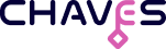 Logo of the word 'CHAVES' with the letter 'V' designed as a pink key.