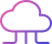 Cloud computing icon with purple outline and three connected lines below.