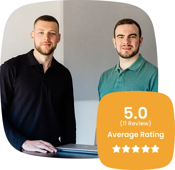 Tom and Chris, co-founders of CREAVO, with a 5.0 average rating from 11 reviews