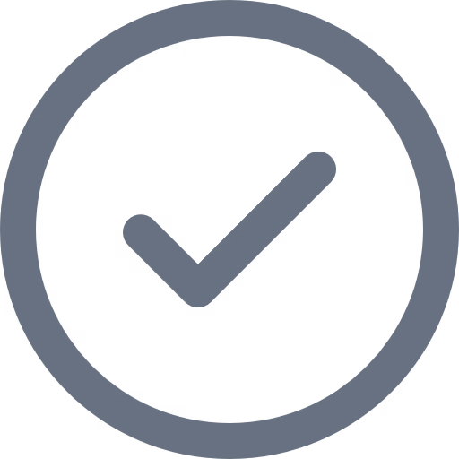 Green check mark icon on a muted blue-gray background.