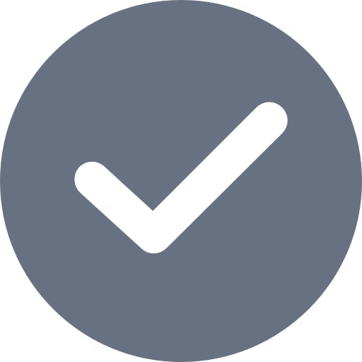 Blue square icon with a white check mark inside.