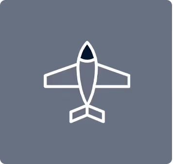 Simple white line drawing of an airplane on a gray background.