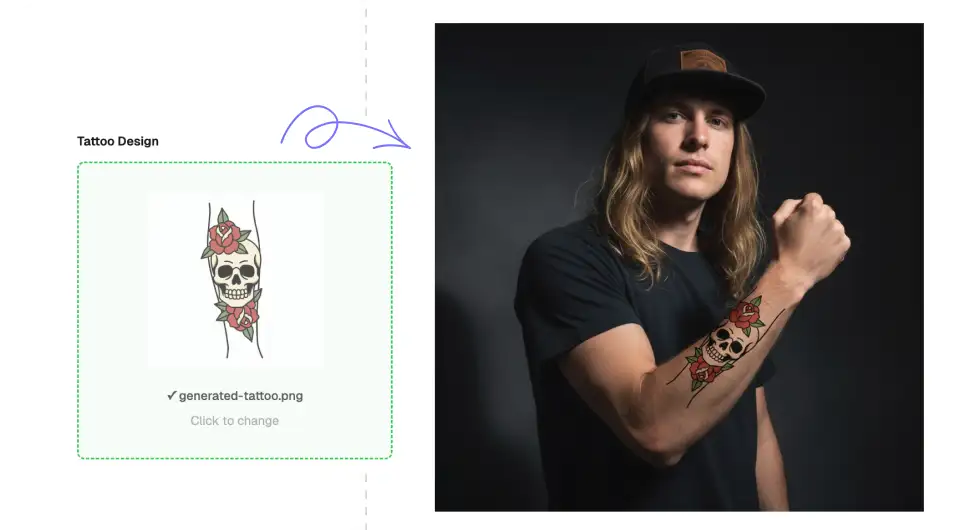 Overchat AI tattoo generator free try on feature