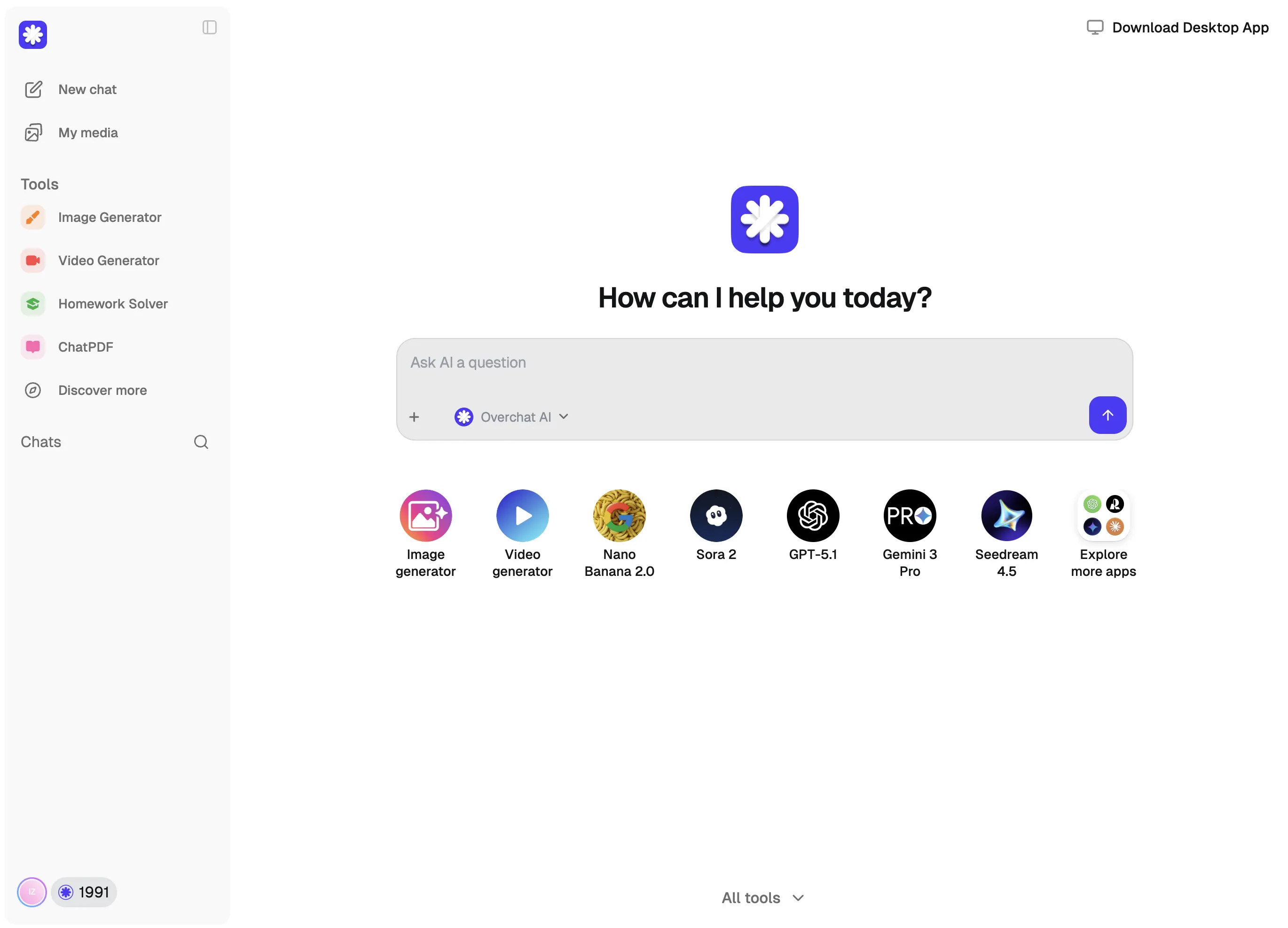Overchat AI Interface