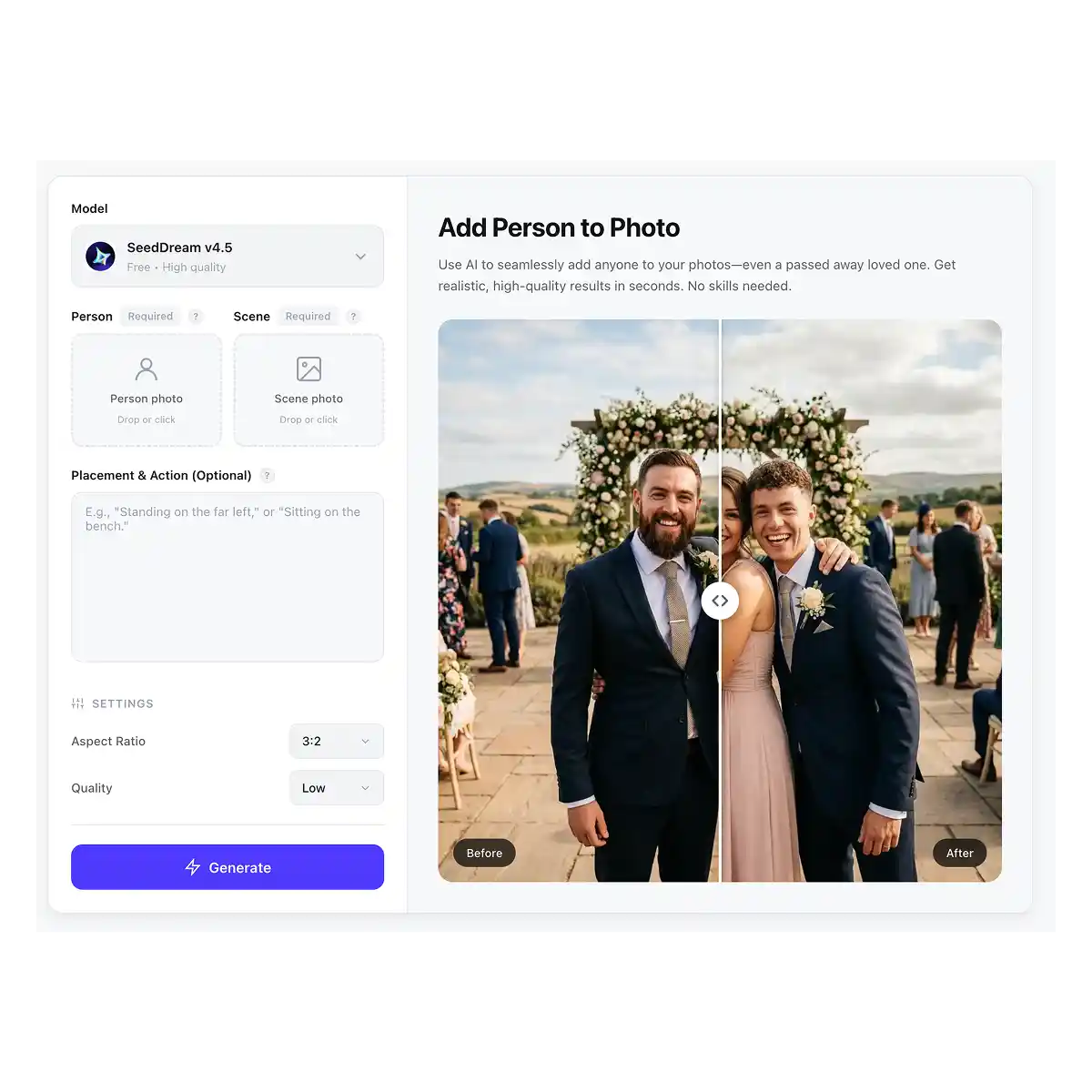 Overchat AI add person to image