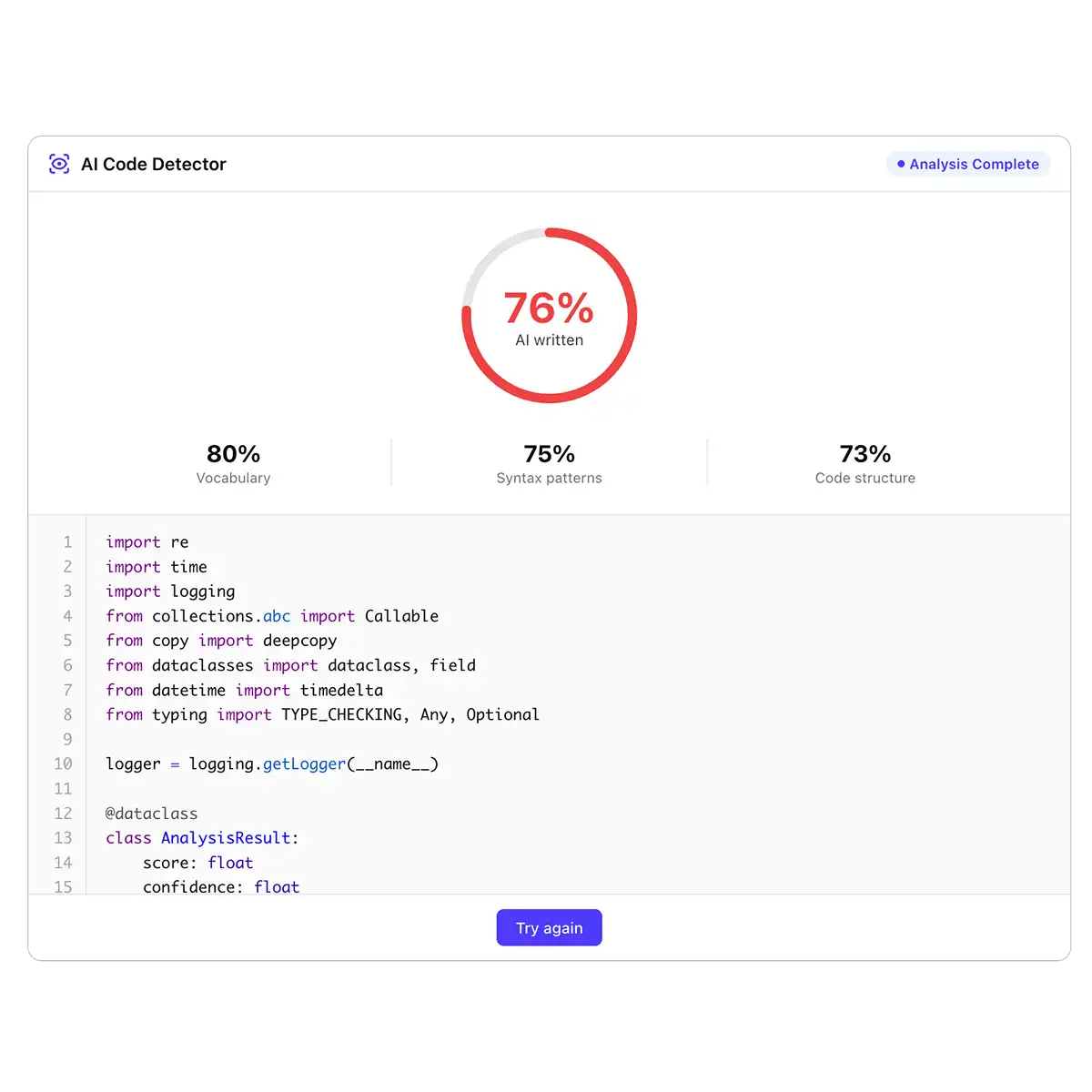 Overchat AI code detector
