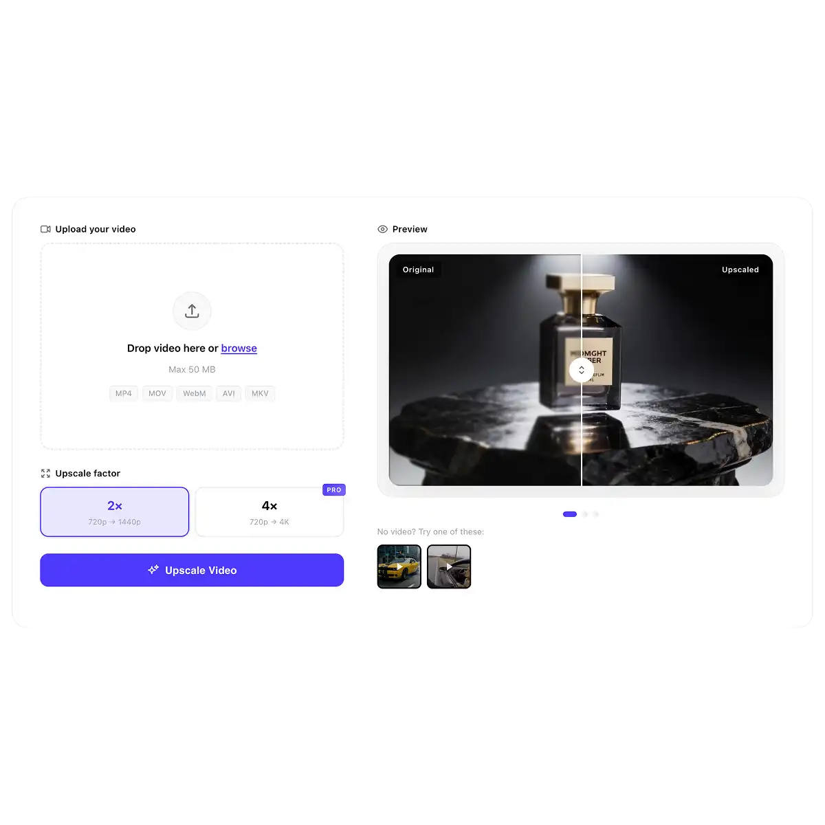 Overchat AI Online Video Upscaler tool