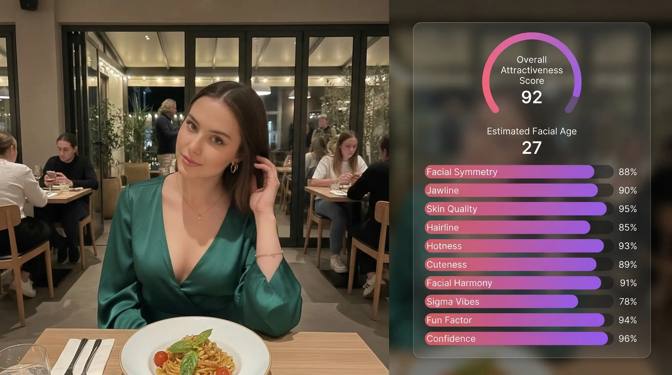 Overchat AI attractiveness test result