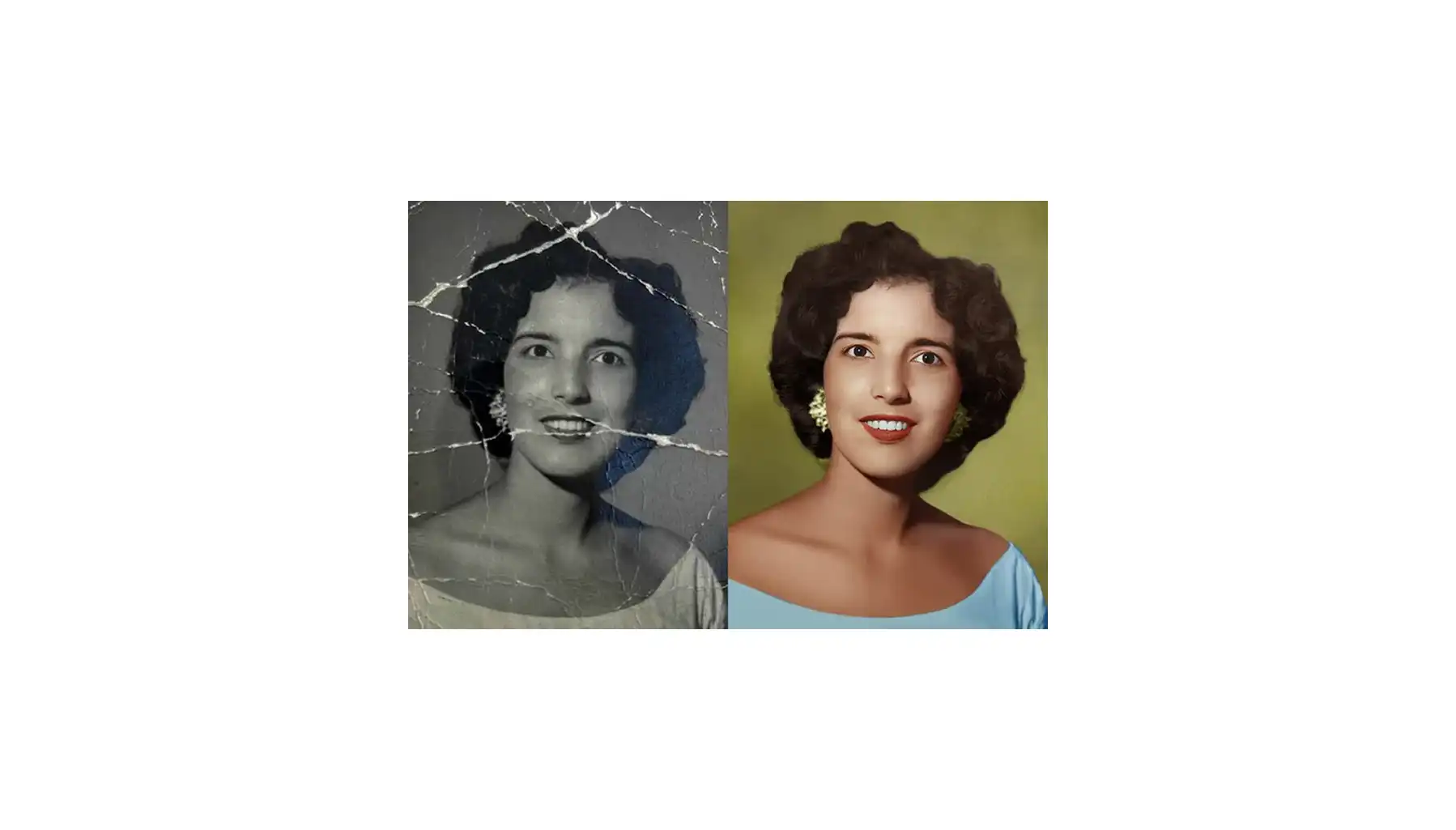 Old photo restored and colorized with scratches and fading removed