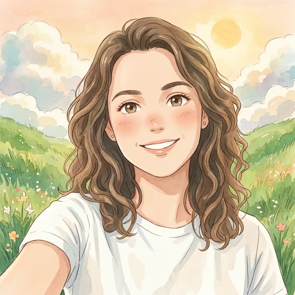 Anime portrait in Studio Ghibli hand-painted style