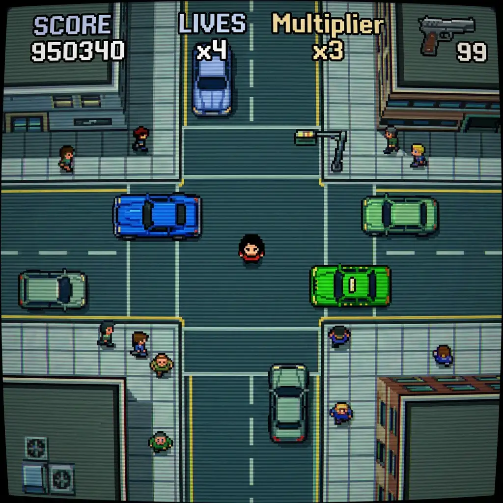 GTA II top-down pixel art style