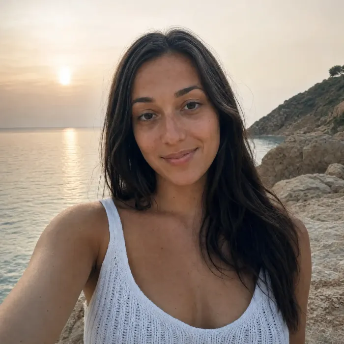 Seaside portrait after AI color correction