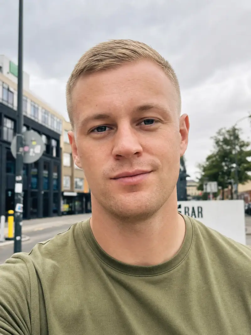 Modern smartphone selfie of a man