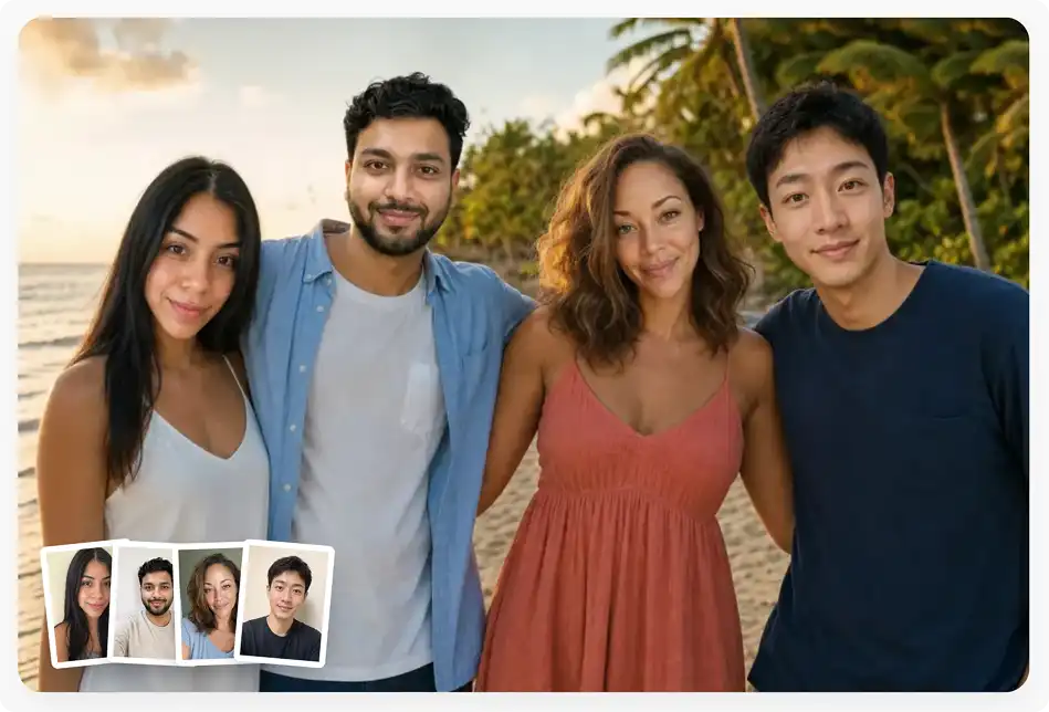 Overchat AI multiple face swap example