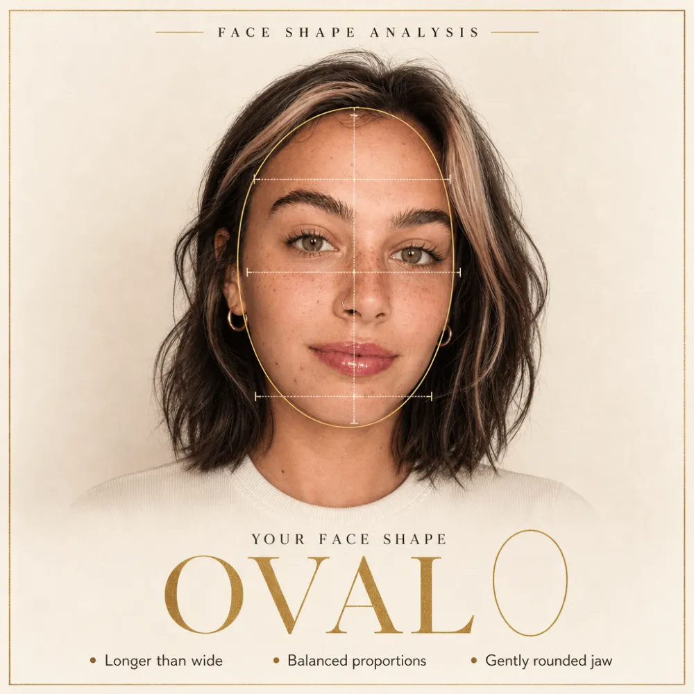 AI face shape analysis example — Oval