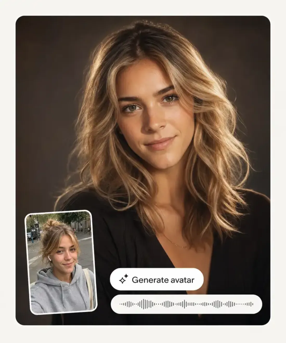 A selfie turned into a lifelike talking AI avatar video