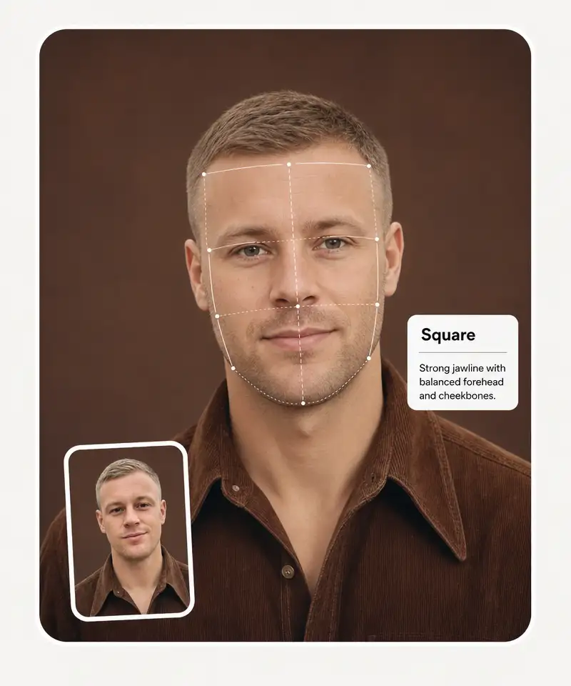 Overchat AI face shape detector result male