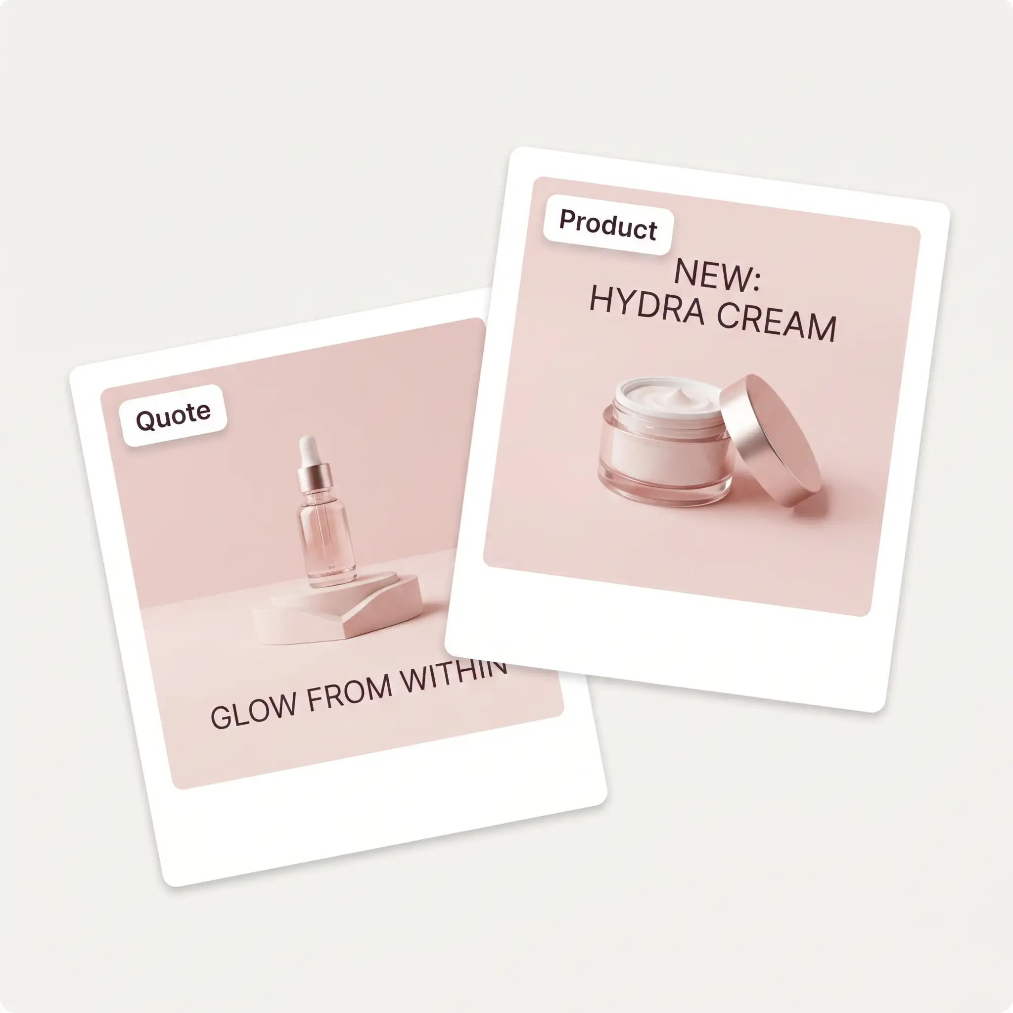 AI Instagram Post Generator creating two skincare posts in one cohesive brand style