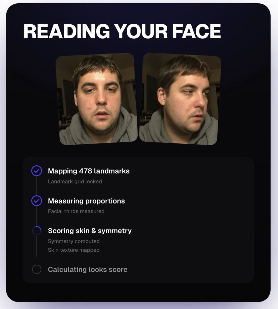 Overchat Looksmax AI score display