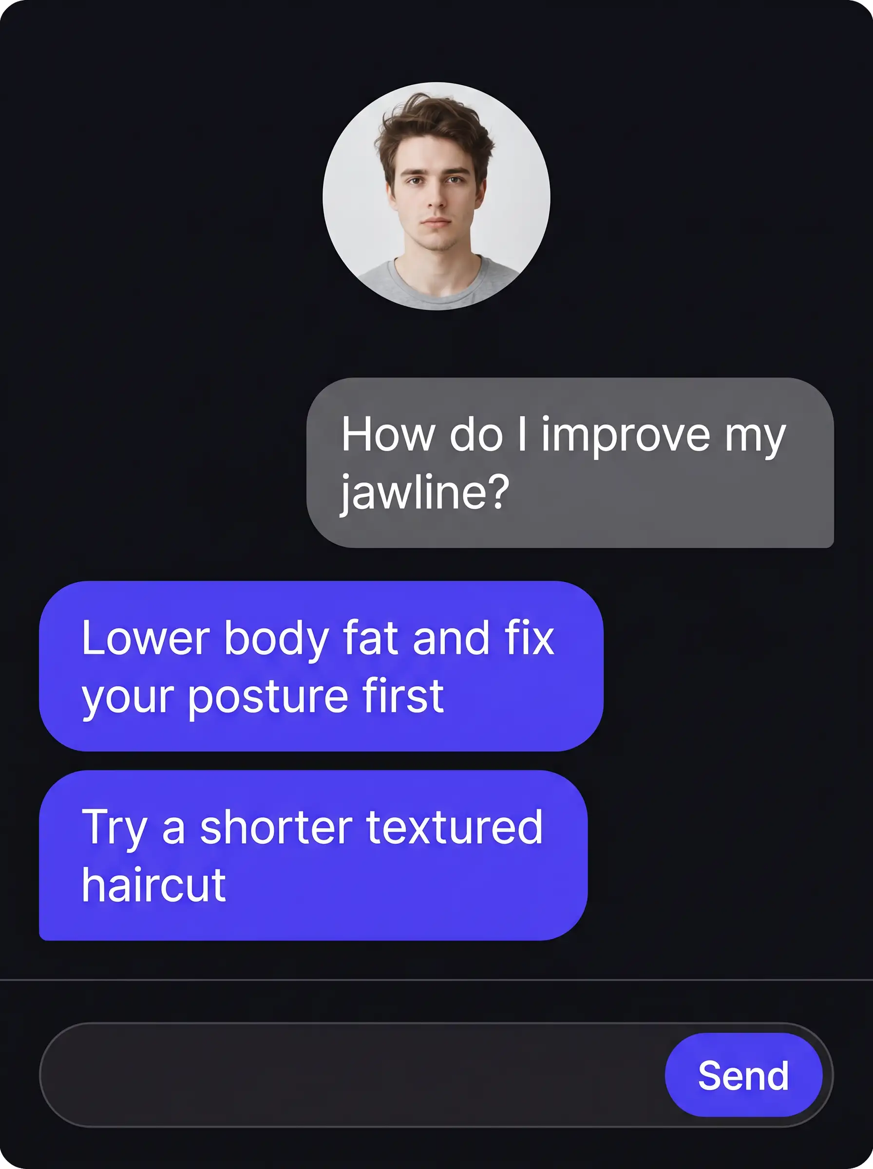 Overchat AI looksmax dashboard