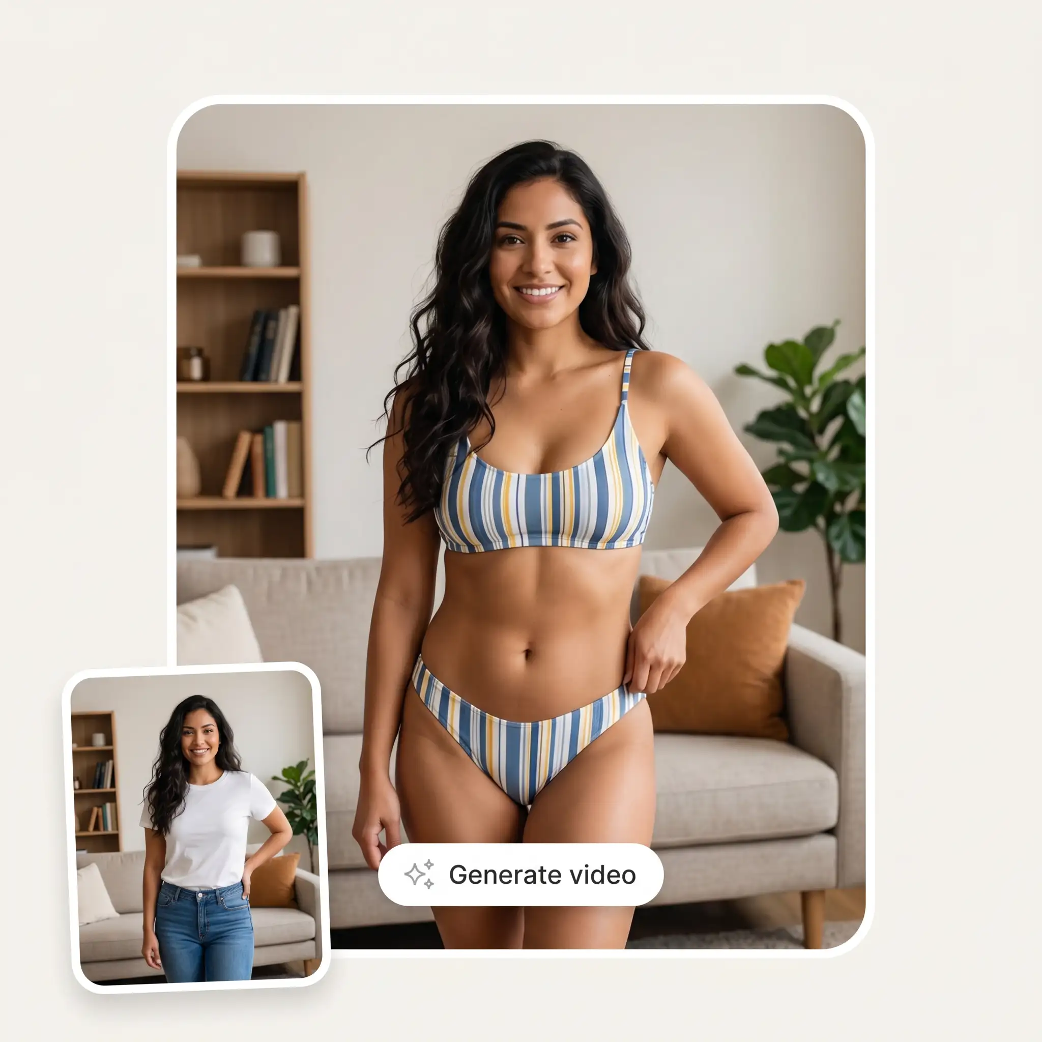 Overchat AI bikini video before and after