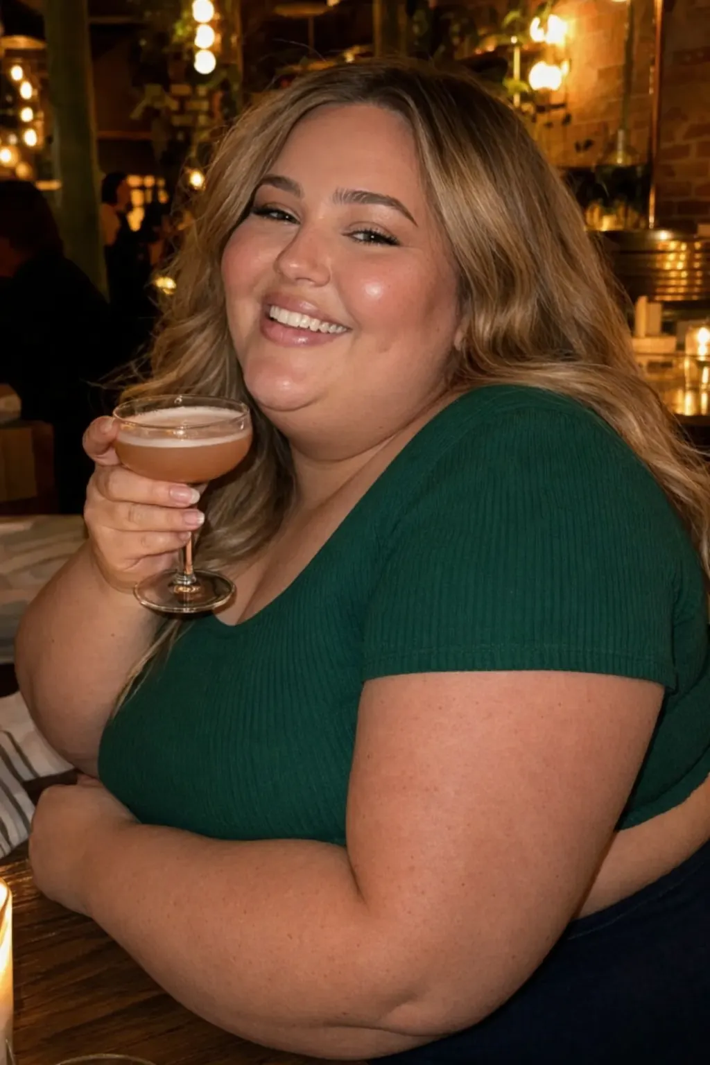 Same person reshaped into a heavier, rounder body