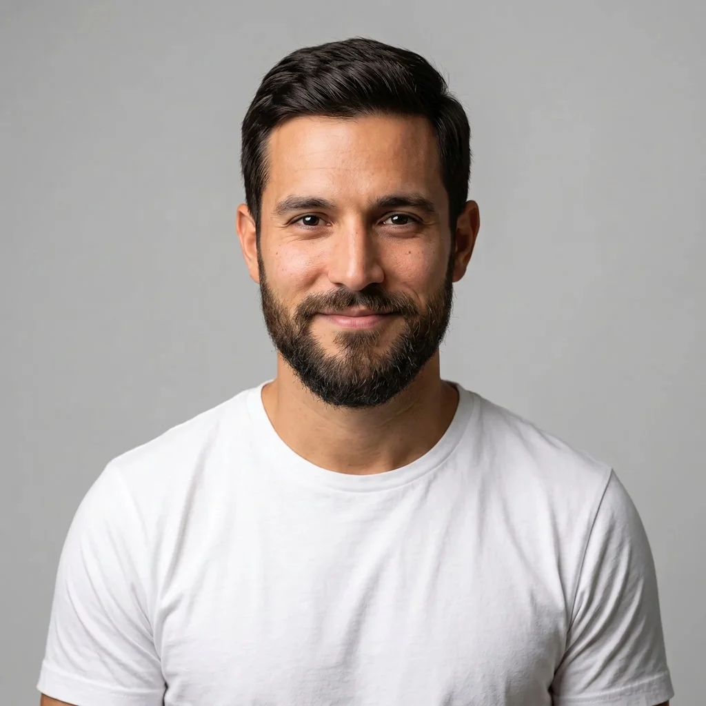 Same man with an AI-generated full beard