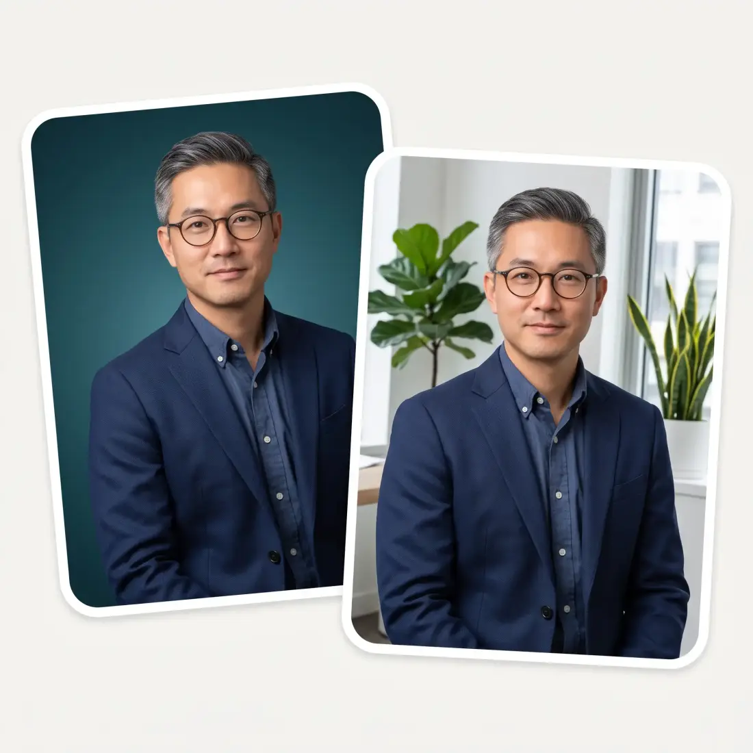 One cutout shown against three different replacement backgrounds