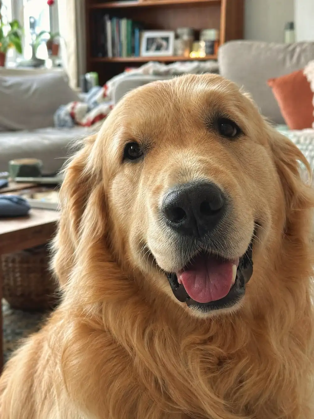 Original color photo of a golden retriever, before the stencil maker