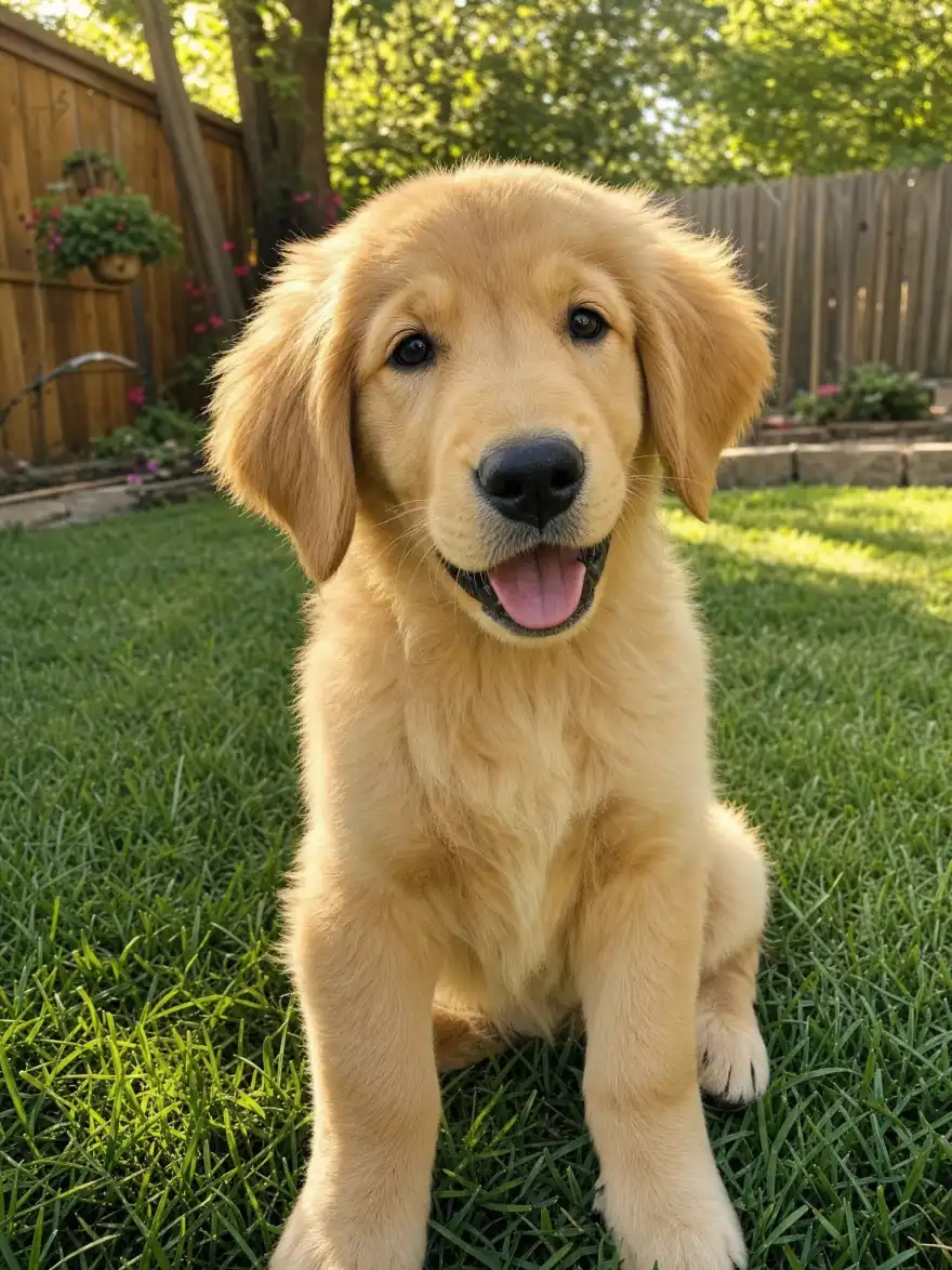 Original photo of a golden retriever puppy