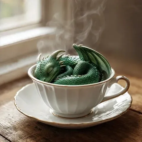 Prompt idea: dragon in a teacup