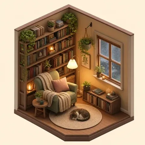 Prompt idea: cozy tiny room
