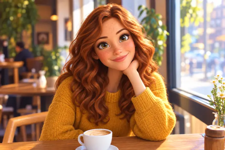 The same woman as a 3D animated character