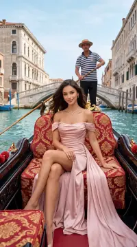 Selfie turned by AI into a photo on a gondola in Venice
