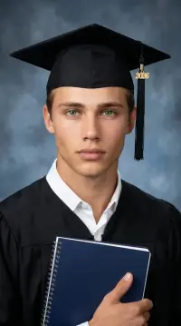 Casual photo turned into a yearbook graduation portrait with AI