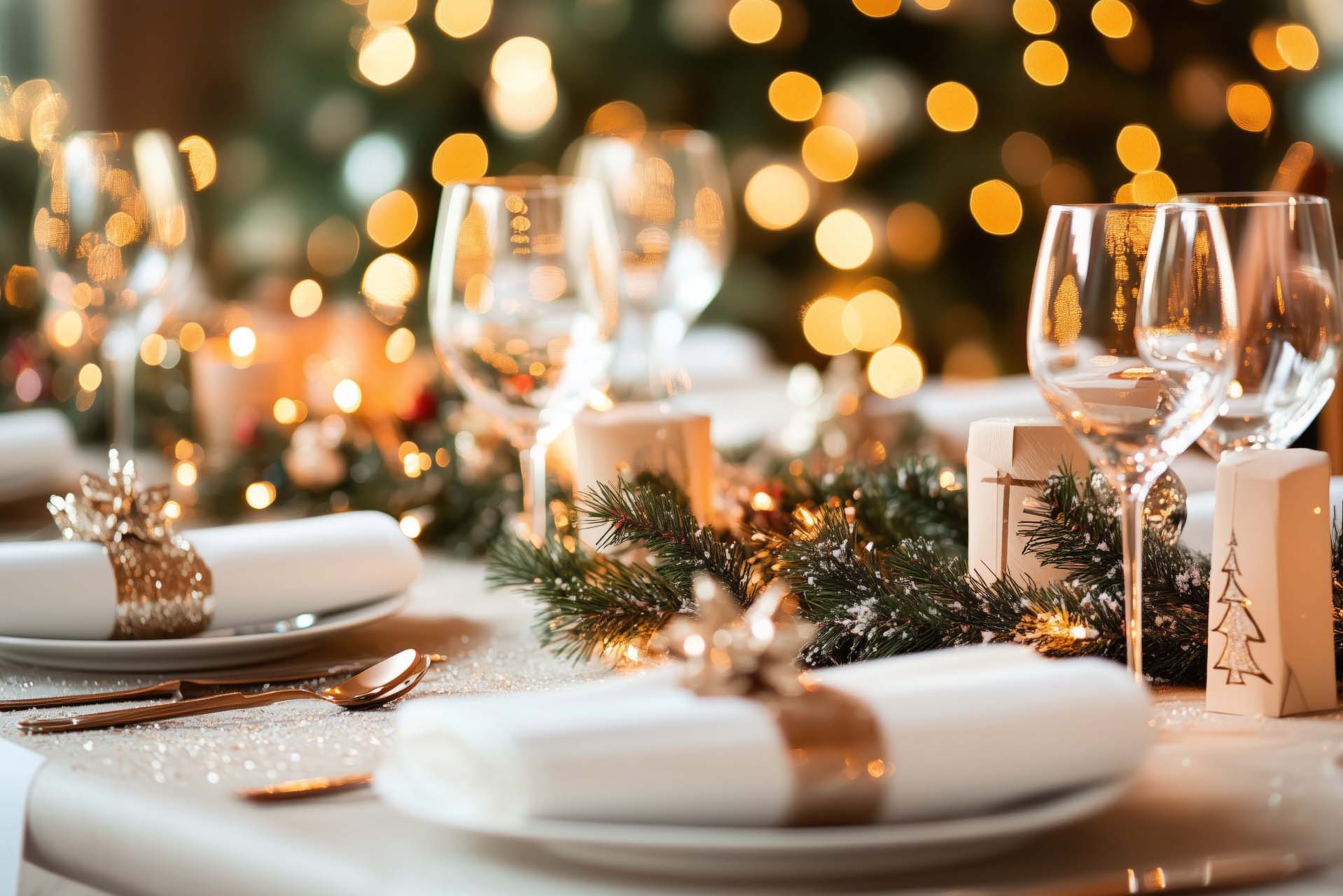 Table laid for an Evening Festive Meal 