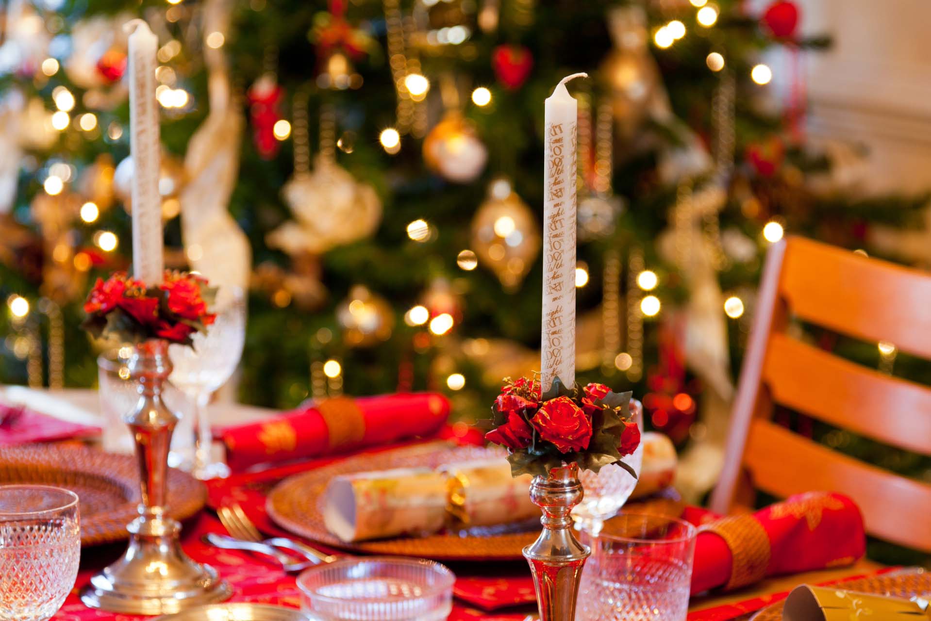 Table laid for Christmas meal