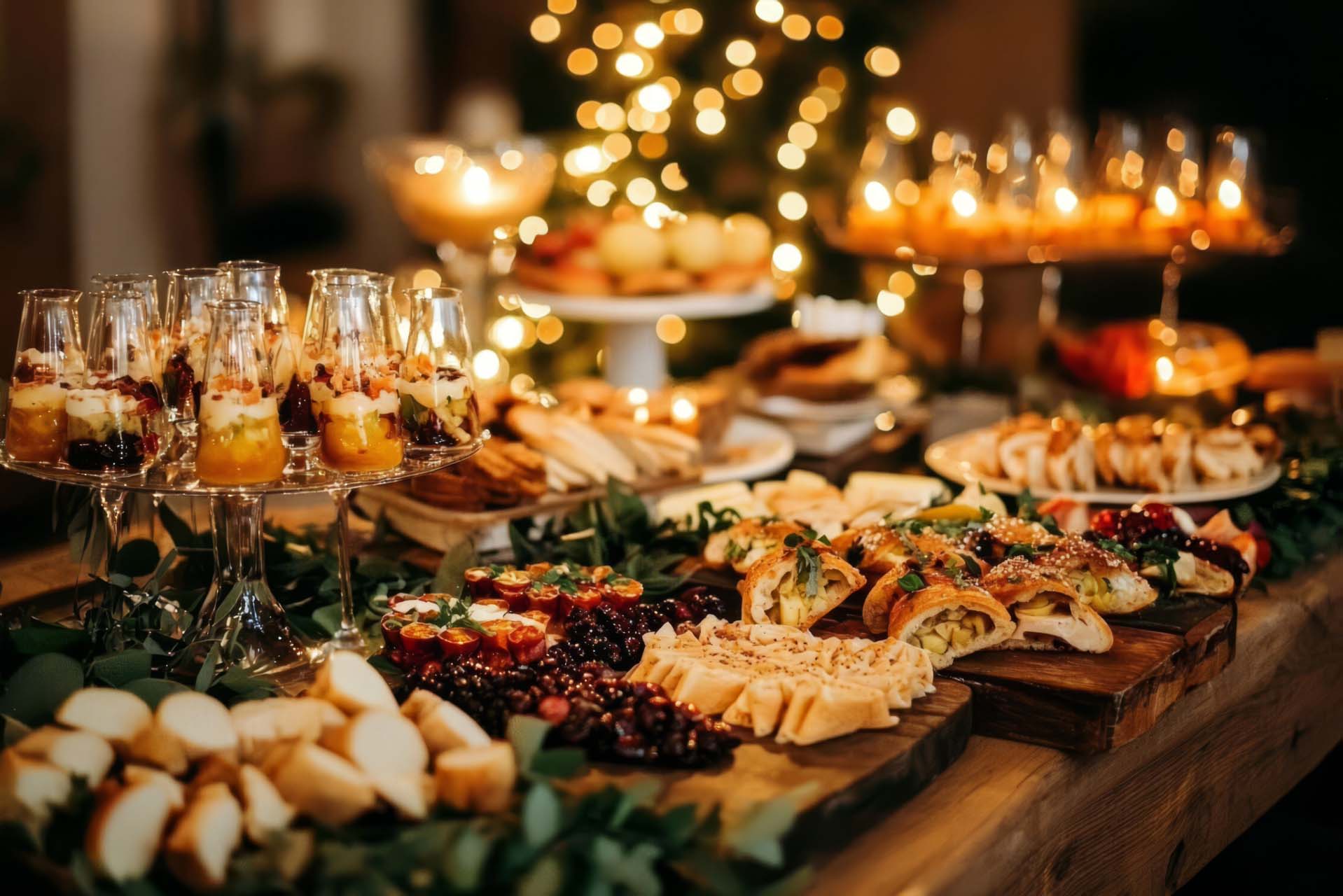 Table laid with a buffet 
