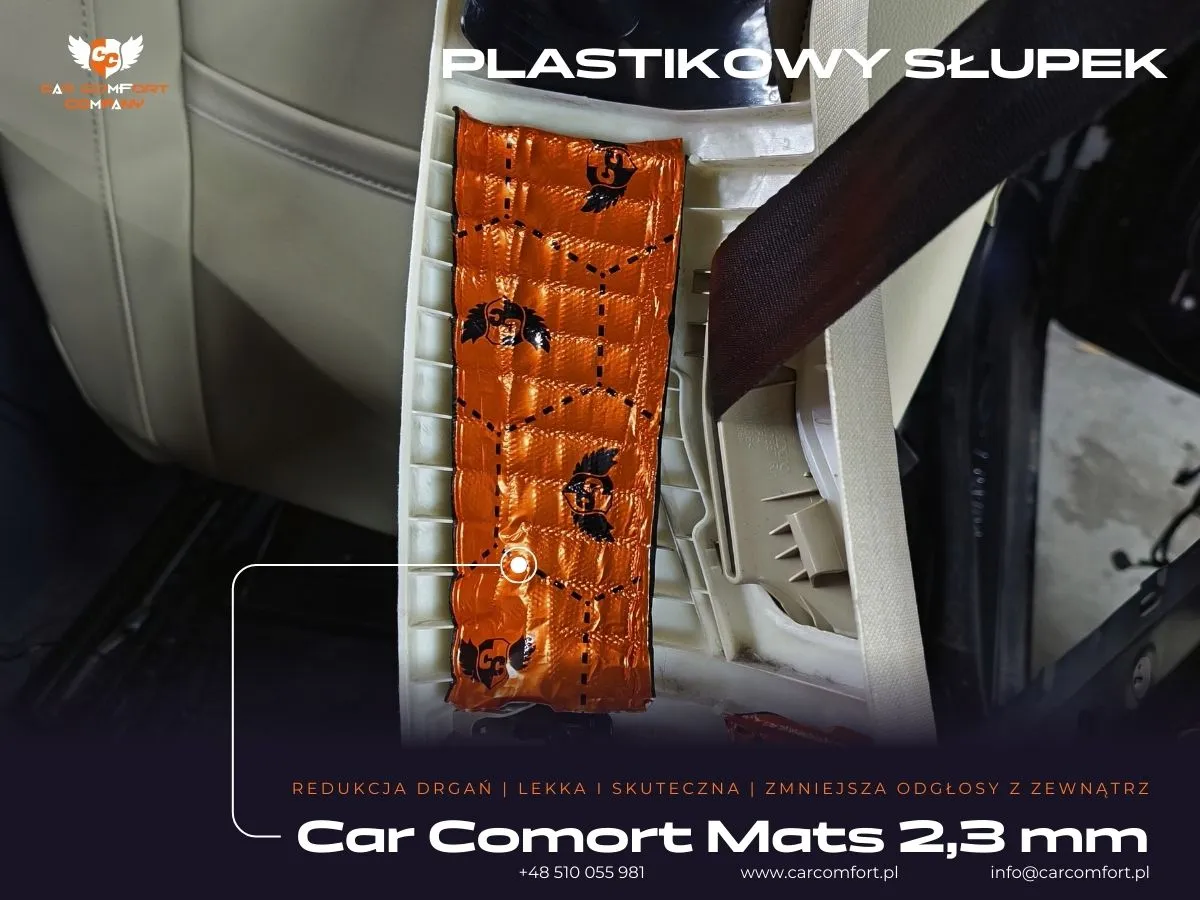 Aplikacja Car Comfort Mats 2,3 mm w słupku A dla poprawy wyciszenia