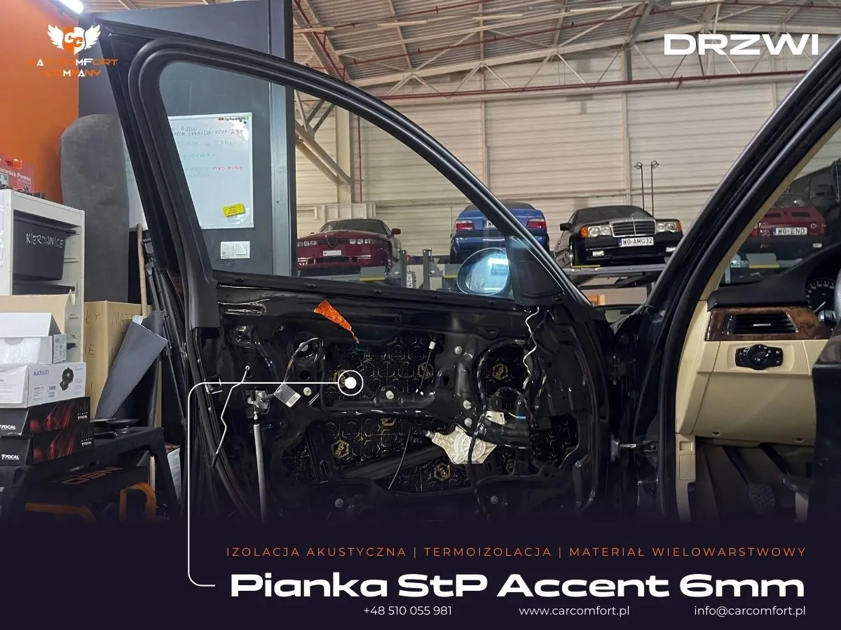 Pianka STP Accent 6 mm jako druga warstwa tłumienia drgań w BMW E90