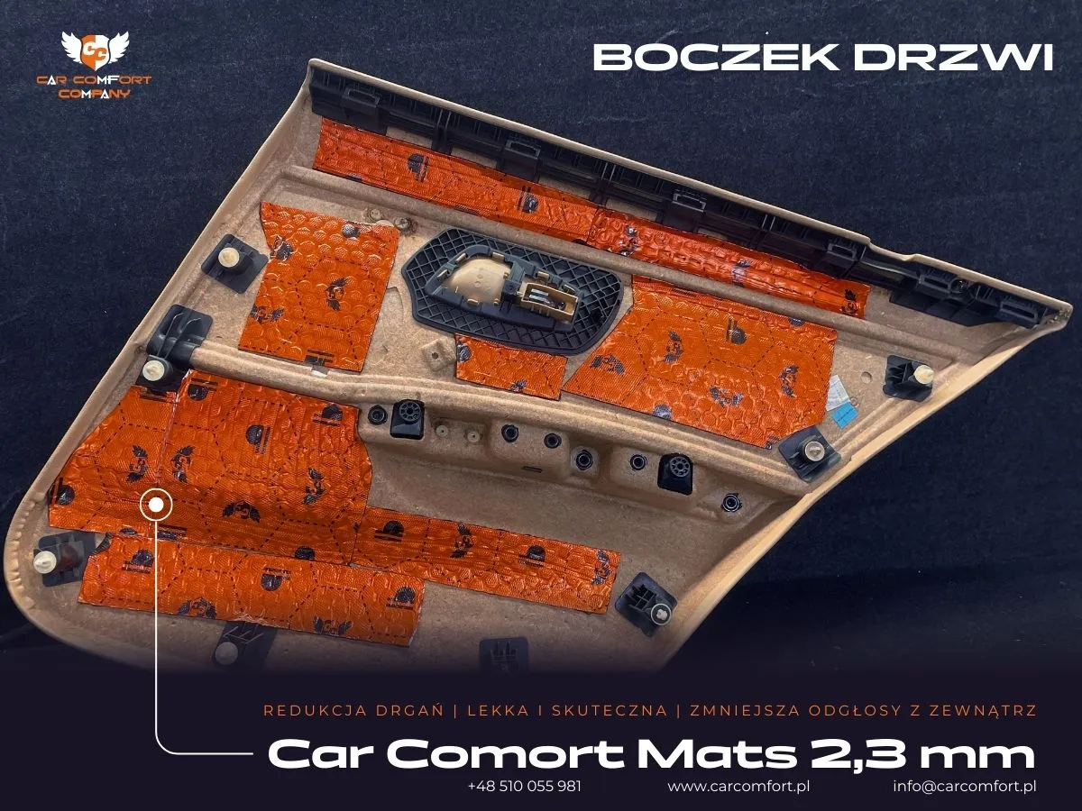 Car Comfort Mats 2,3 mm na panelach drzwiowych – pełna izolacja akustyczna